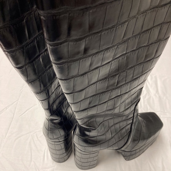 NEW Jeffrey Campbell Platform Boot Croc 8 Black - Picture 2 of 10